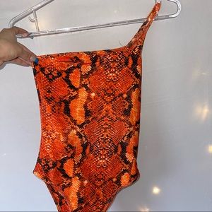 Orange Snakeskin Bodysuit